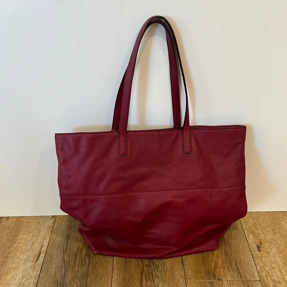 Coach Berry Leather Tote with Gold Hardware